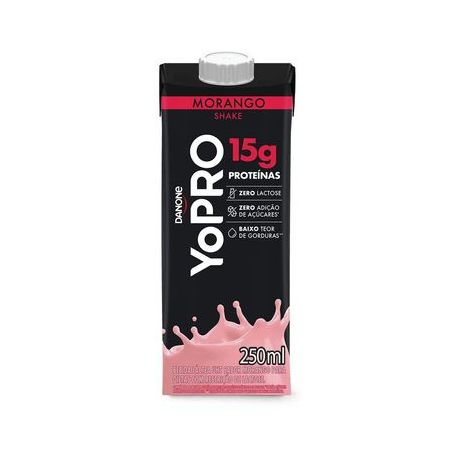 Bebida Láctea UHT Danone Yopro Sabor Morango Caixa com Tampa 250ml