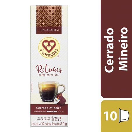 CAFÉ EM CÁPSULA TORRADO E MOÍDO CERRADO MINEIRO 3 CORAÇÕES RITUAIS