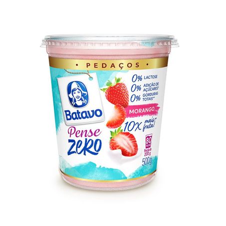Iogurte Desnatado Morango Zero Lactose Batavo Pense Zero Pedaços