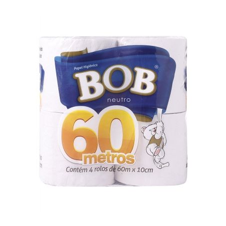 Papel Higiênico Bob Rolão Neutro Pacote 4 Rolos 60M