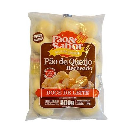 Pão de queijo pão e sabor recheado doce de leite 500g