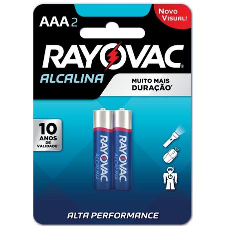Pilha alcalina aaa rayovac 2 uni 1,5v