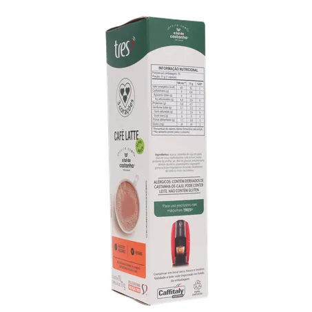 Café com Leite em Cápsula 3corações Latte Vegano Caixa com 10un - 110gr 360-24