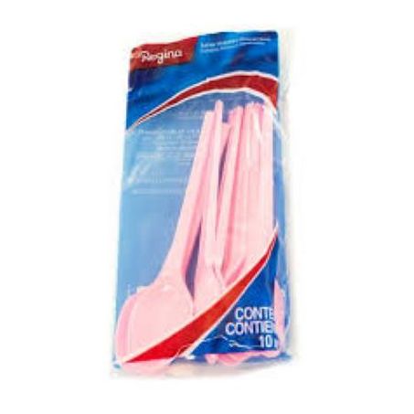 COLHER DESCART ROSA PLAST REGINA C/25