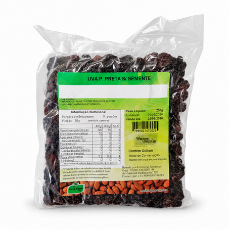 UVA PASSA PRETA SEM SEMENTE 250G