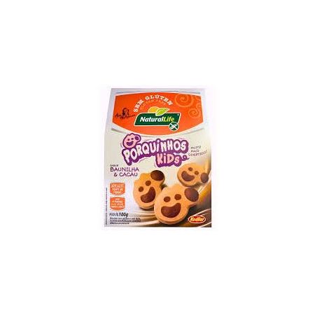 Biscoito natural life porquinhos kids baunilha e cacau 100g