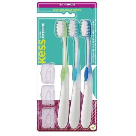 Escova dental kess clear extreme c/3 un