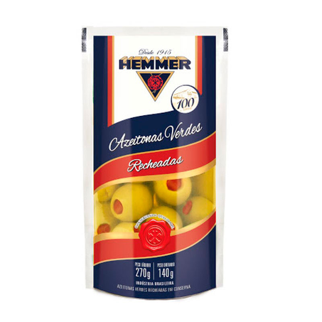 Azeitona Hemmer Verde Recheada Sachet 140G