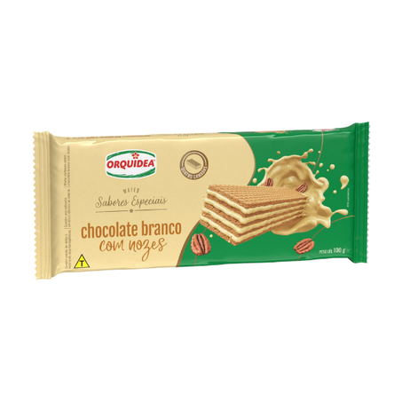 Wafer orquidea chocolate branco c/ nozes 100g