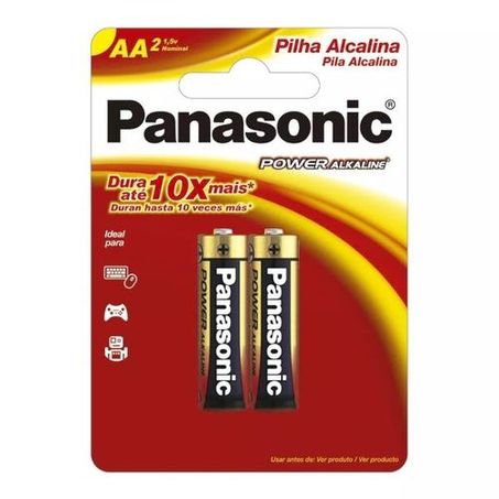 PILHA ALCALINA AA PANASONIC POWER ALKALINE PEQUENA 2 UNIDADES 1,5V