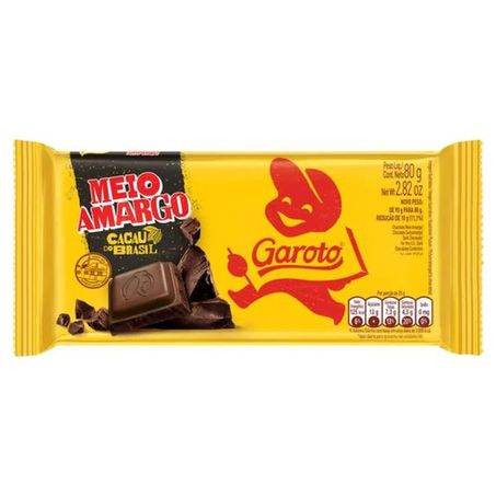 Chocolate meio amargo garoto 80g