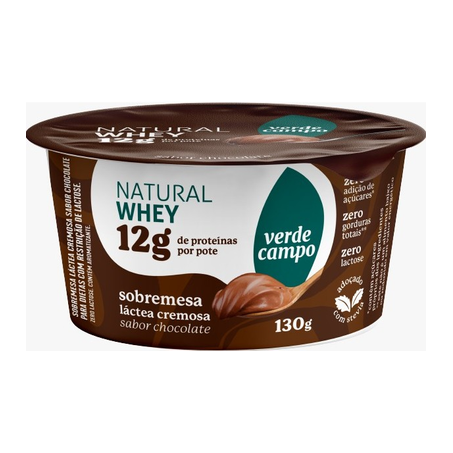 Iogurte De Chocolate Verde Campo Natural Whey Pote com 130g