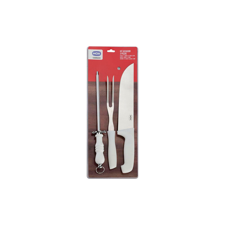 Kit do Assador Faca, Garfo e Chaira Mor