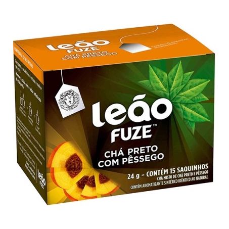 CHA LEAO FUZE PRETO C/PESSEGO 24G C/15 SAQ.