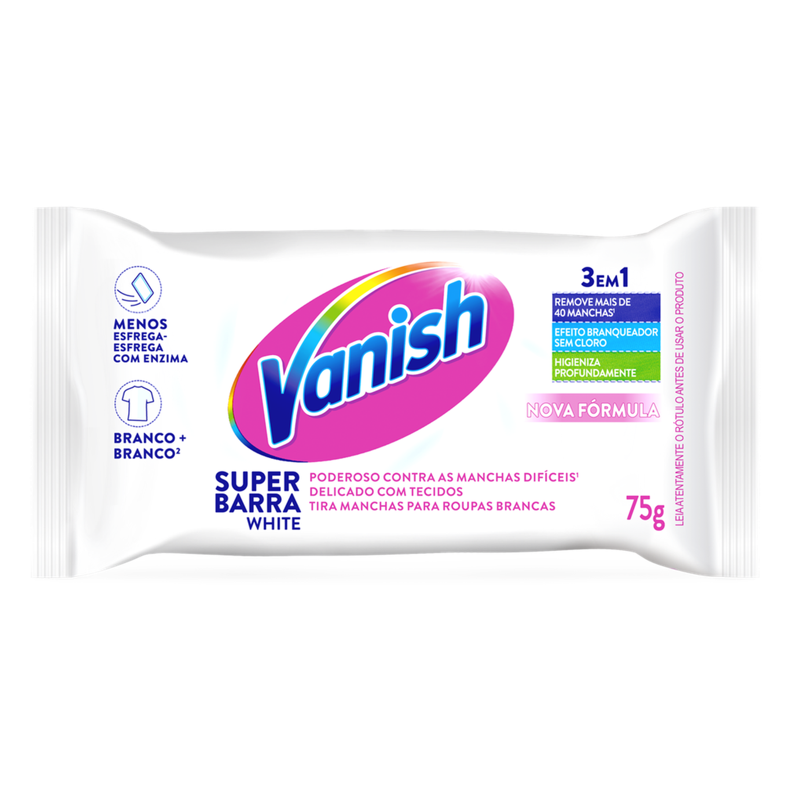 Tira-Manchas Barra Roupas Brancas Vanish White Flow Pack 75g