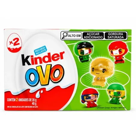 Chocolate kinder ovo copa do mundo 40g com 2 unidades