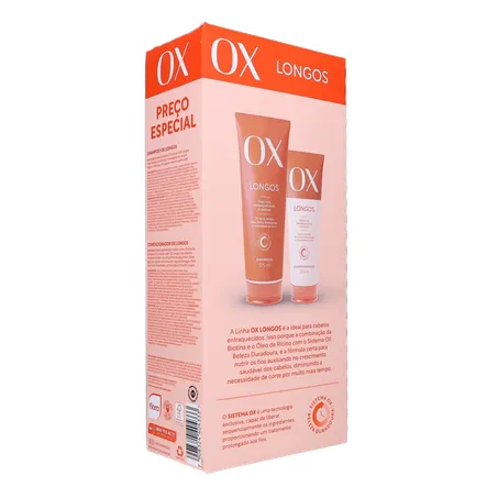 Kit Shampoo com 375Ml  Condicionador com 170Ml Ox Longos 360-14