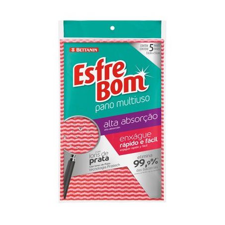 Pano Multiuso Esfrebom Vermelho 5UN