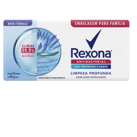 Sabonete Antibacterial Rexona Limpeza Profunda - Com 6 Sabonetes - Leve Mais, Pague Menos