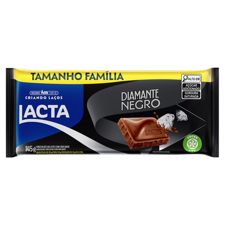 CHOCOLATE EM BARRA LACTA TAMANHO FAMÍLIA DIAMANTE NEGRO 145G