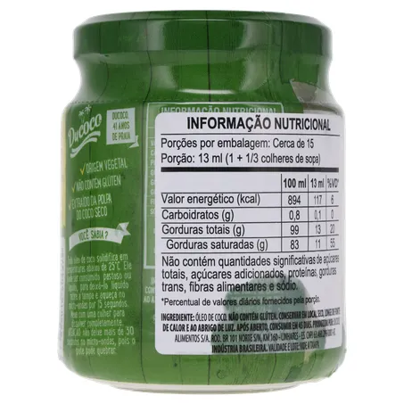ÓLEO DE COCO DUCOCO EXTRA VIRGEM VIDRO 200ML 360-21