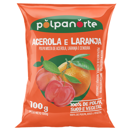 POLPA DE FRUTA MISTA ACEROLA, LARANJA E CENOURA POLPANORTE PACOTE 100G