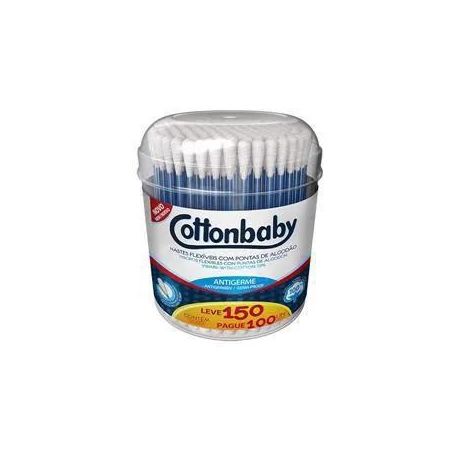 Hastes flexiveis cottonbaby pt lv 150un
