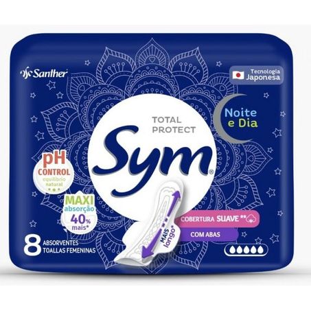 ABSORVENTE SYM NOTURNO SUAVE C/ ABAS 8UN