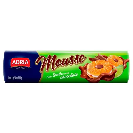 BISC.MOUSSE ADRIA 130G CHOCOLATE/LIMAO CX.50