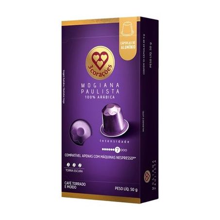 CAFÉ CÁPSULA TRÊS CORAÇÕES ALUMÍNIO MOGIANA C/10 COMPATÍVEL NESPRESSO