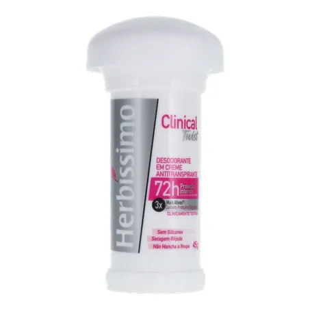 DESODORANTE EM CREME HERBÍSSIMO TWIST CLINICAL ROSA PROTEÇÃO INTENSA STICK 45G 360-35