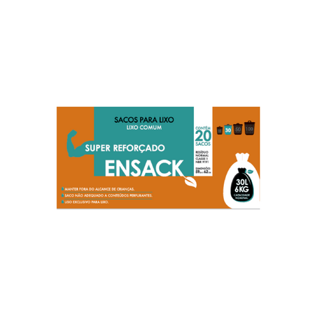 SACO DE LIXO PRETO ENSACK 30L