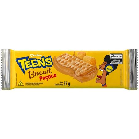 Biscoito Recheio Paçoca Marilan Teens Biscuit Pacote 37g