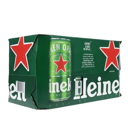 Cerveja Lager Heineken Puro Malte Lata 269ml - Pacote com 8un - 2.1lt 360-14