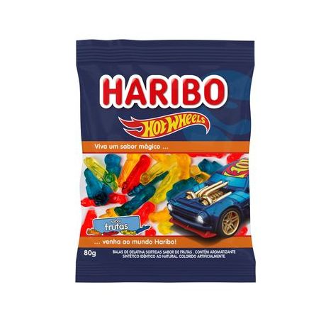 Bala de Gelatina Frutas Hot Wheels Haribo Pacote 80G