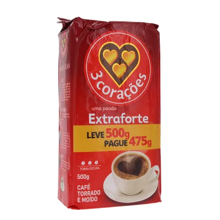 Café em pó torrado e moido 3 corações extraforte leve 500g pague 475g 360-34