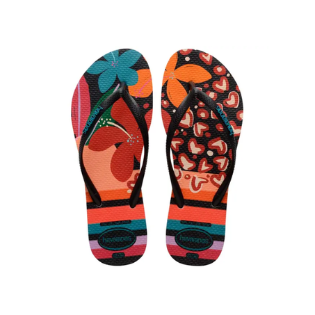 CHINELO HAVAIANAS SLIM PATCHWOR BEGE PALHA/PRETO 29/30