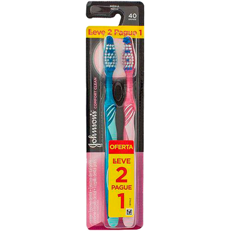 Escova Dental Johnsons Comfort 40 Média Leve 2 Pague 1