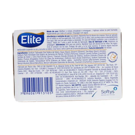 SABONETE EM BARRA ELITE HIDRATANTE CUIDADO SUAVE CAIXA 85G 360-18