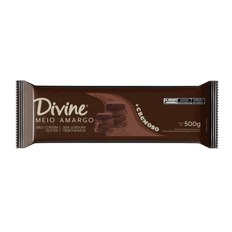 CHOCOLATE EM BARRA DIVINE MEIO AMARGO 500G