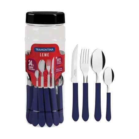 Conj.talher tramontina leme 24pc azul