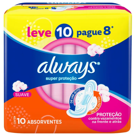 Absorvente always 10un suave pequeno com abas