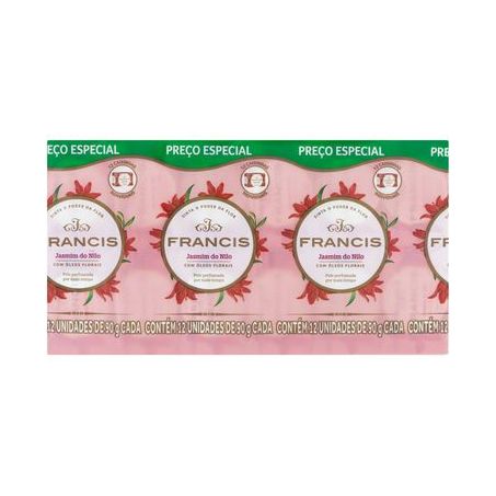 Pack Sabonete Barra Jasmim Do Nilo Francis Pacote 1,08kg 12 Unidades