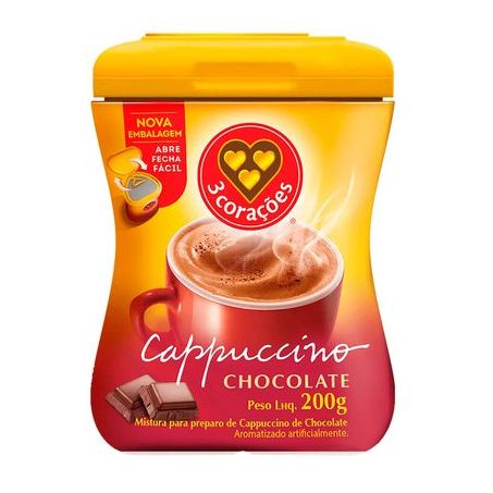 MISTURA CAPPUCCINO 3 CORAÇÕES CHOCOLATE 200G