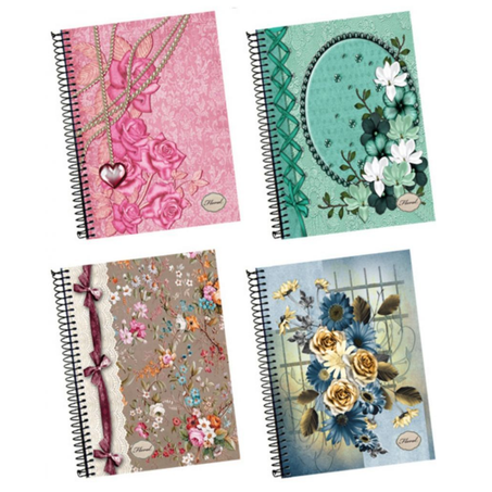 Caderno panamericana jardim flores capa dura gd 01 materia c/96 folhas