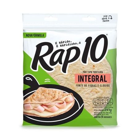 Pao Tortilha Rap10 297g Integral | Quartetto Supermercados