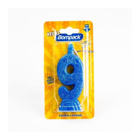 Vela aniversario bomback n9 azul