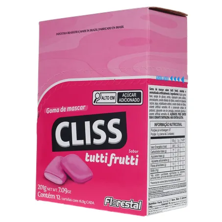 Goma de Mascar Cliss Tutti Frutti Caixa 201gr 360-22