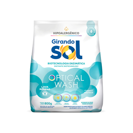 Lava Roupas em Pó Girando Sol Optical Wash Pacote 800G