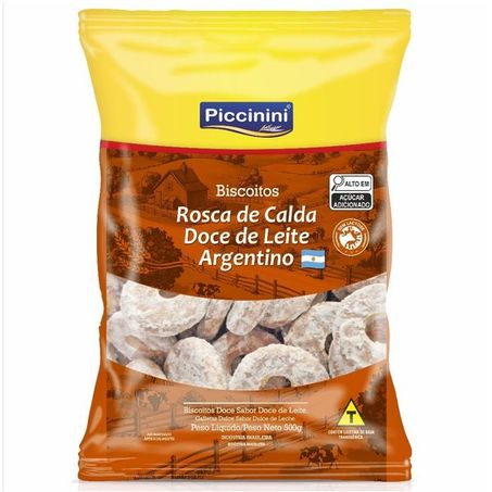 Biscoito rosca de calda piccinini sabor doce de leite argentino 500g